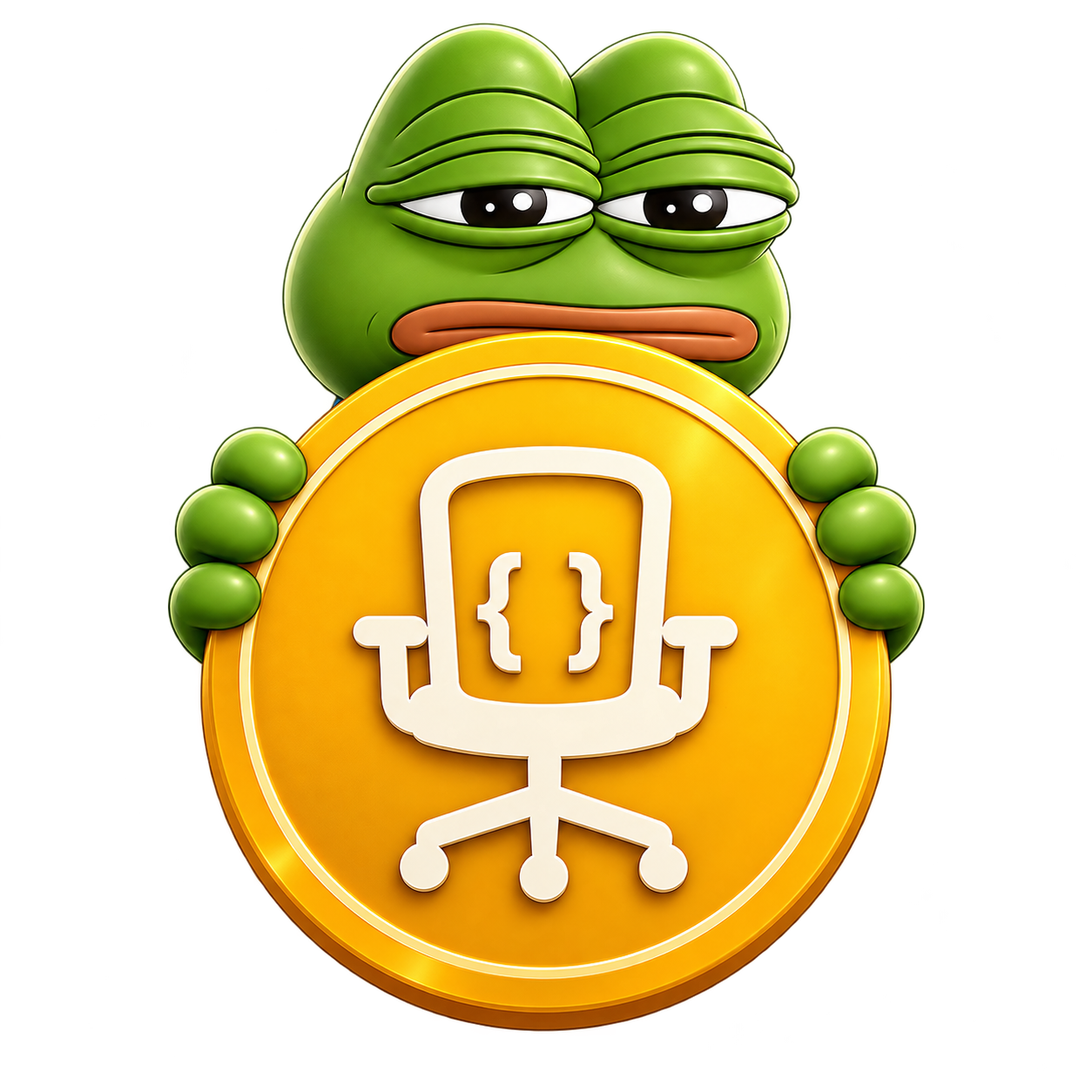 Frog holding the Chairless gold coin